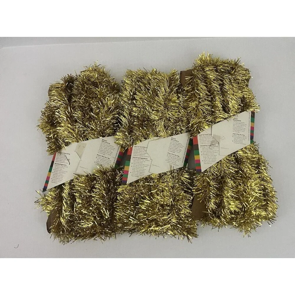 Vintage Lush & Heavy Christmas Tree Garland Tinsel Gold 3